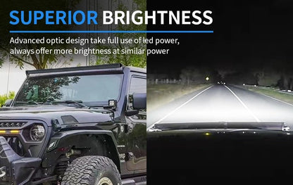 Aurora 40-inch screwless RGB-backlit LED light bar — white driving beam on road and trail