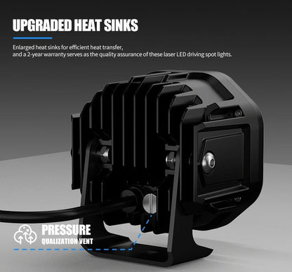 Aurora FireNova 4-inch linkable lights, two-light set — rear housing, cooling fins and pressure vent