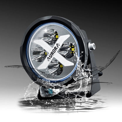 Aurora 4-inch RGB LED spotlights — spotlight standing in water spray