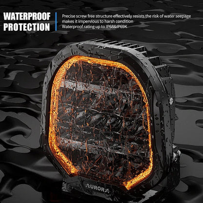 Aurora FireNova 7-inch driving lights — driving light operating in water spray