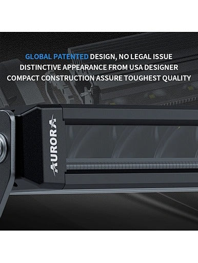 Aurora 40-inch screwless RGB-backlit LED light bar — screwless side housing and front lens detail