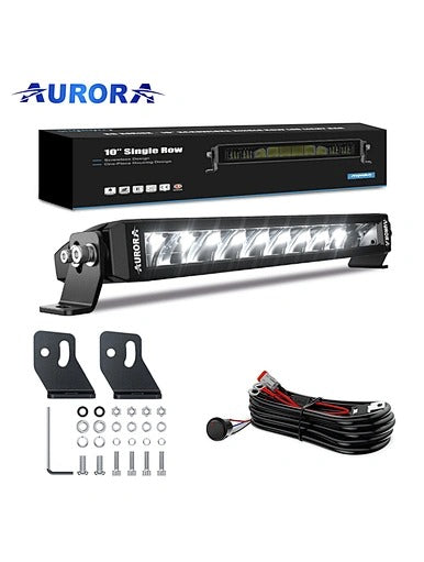 Aurora 40-inch dual-colour LED light bar — box, light bar, brackets, hardware and wiring loom