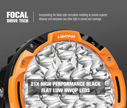 LightFox 7 inch LED Driving Light with DRL