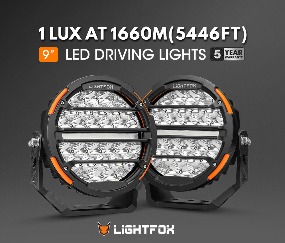 Lightfox Pair - 9 Inch Osram LED Driving Light with DRL
