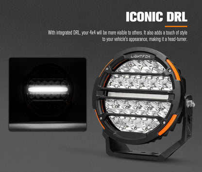 Lightfox Pair - 9 Inch Osram LED Driving Light with DRL