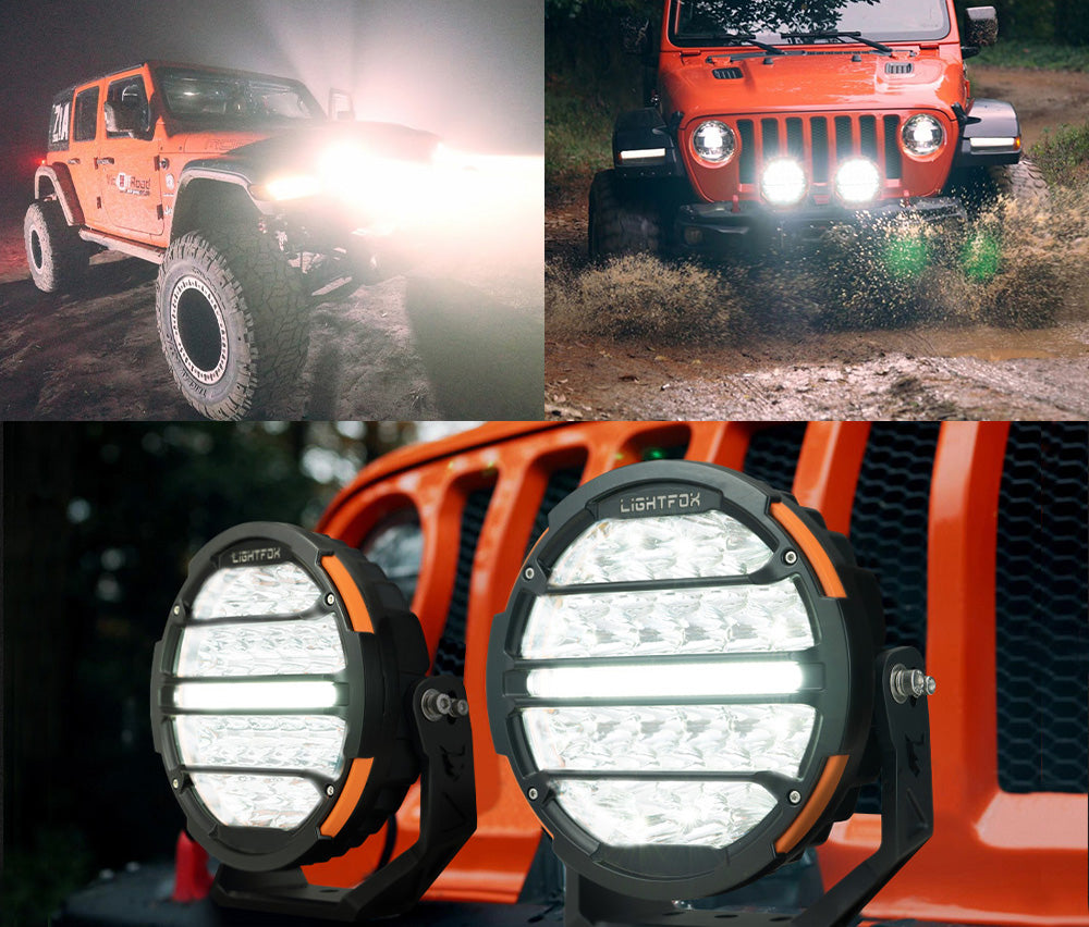 Lightfox Pair - 9 Inch Osram LED Driving Light with DRL