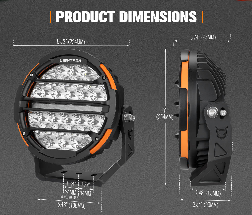 Lightfox Pair - 9 Inch Osram LED Driving Light with DRL