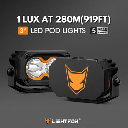 LIGHTFOX Pair 3inch Cygnus-2 Osram LED Pod Lights