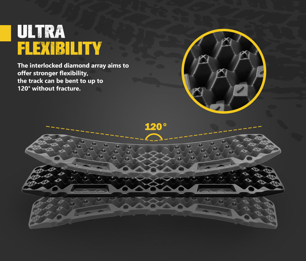 10T Recovery Tracks Sand Track with Jack Base Sand Snow Mud Trax 4WD Black (Pair)