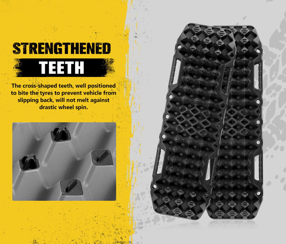 10T Recovery Tracks Sand Track with Jack Base Sand Snow Mud Trax 4WD Black (Pair)