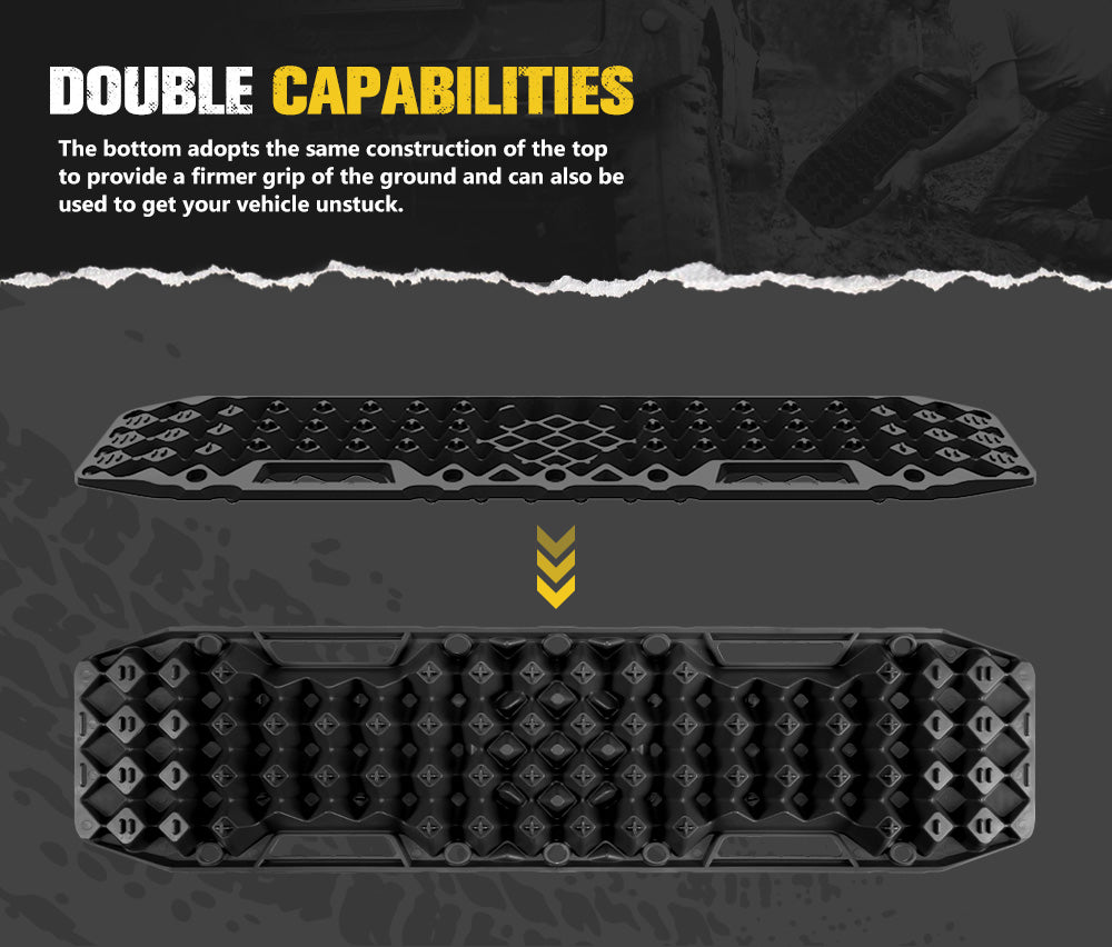10T Recovery Tracks Sand Track with Jack Base Sand Snow Mud Trax 4WD Black (Pair)
