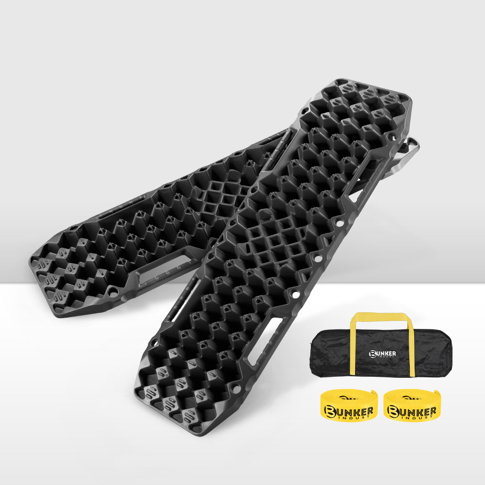 10T Recovery Tracks Sand Track with Jack Base Sand Snow Mud Trax 4WD Black (Pair)