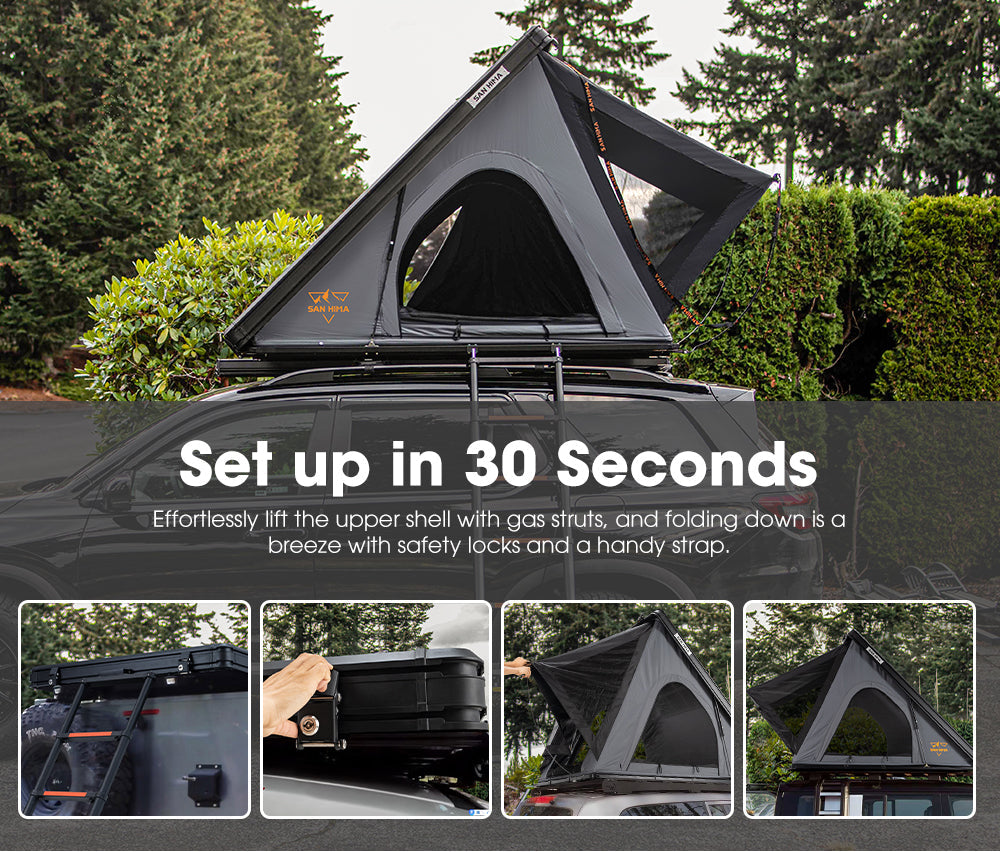 San Hima Kalbarri Lite Rooftop Tent Hardshell With Ladder - Grey