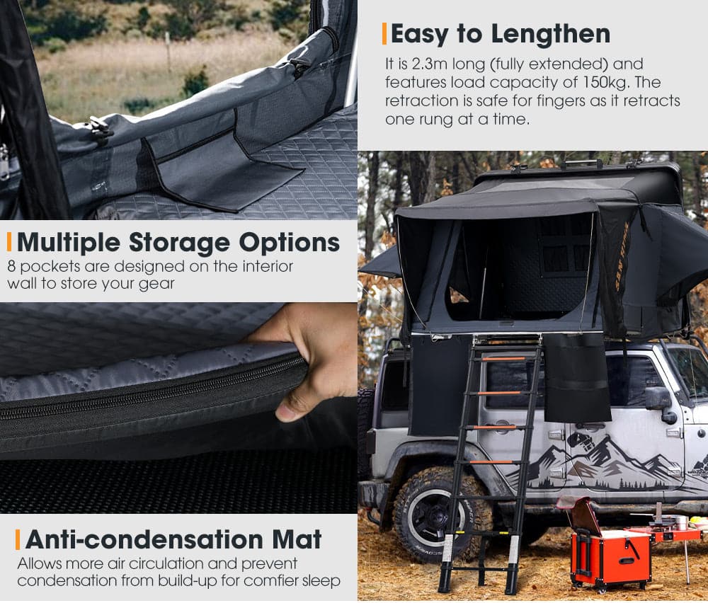 San Hima Jervis Pro Roof Top Tent Hardshell Side Opening With Ladder