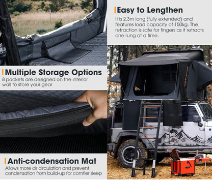 San Hima Jervis Pro Roof Top Tent Hardshell Side Opening With Ladder