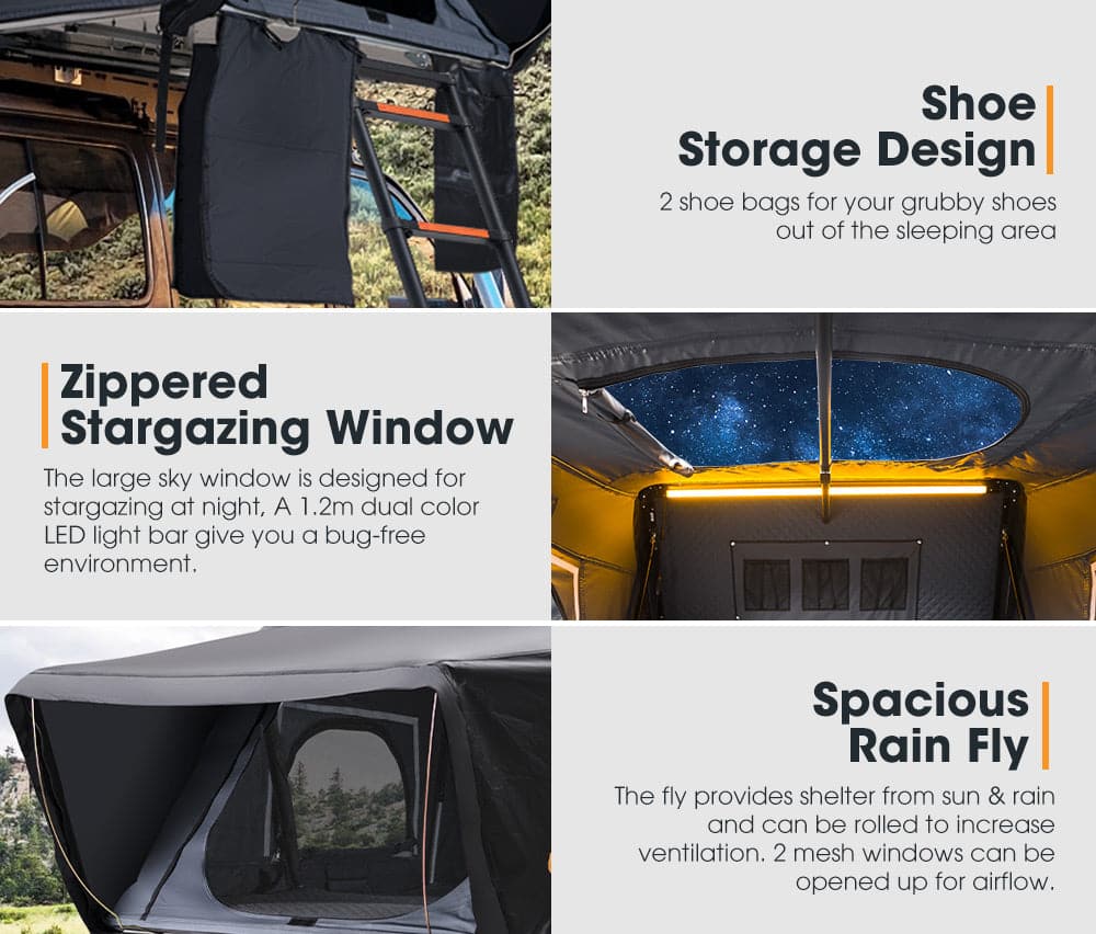 San Hima Jervis Pro Roof Top Tent Hardshell Side Opening With Ladder