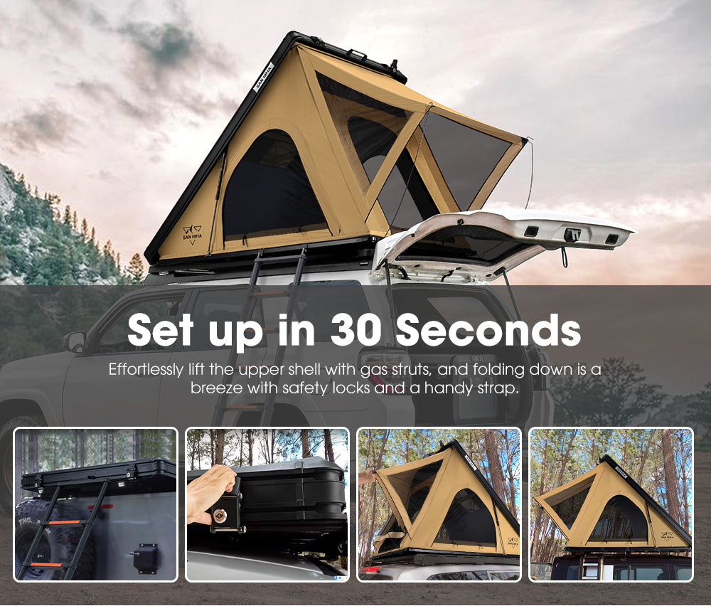 San Hima Kalbarri Lite Rooftop Tent Hardshell With Ladder - Khaki