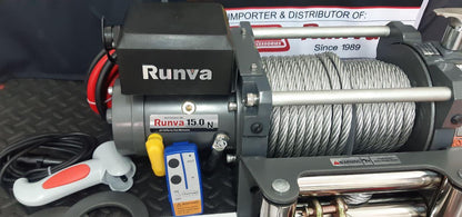 RUNVA WINCH - Steel Cable 15000lbs (6 804Kg) 24V - 2 x Remotes (Wire+Wireless) - Winch - Go-4LO