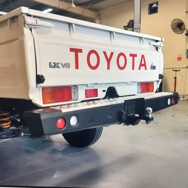 TOYOTA LANDCRUISER 70 SERIES PICK UP (ONLY) 2007 to current REAR REPLACEMENT BUMPER WITH TOWBAR (Wiring not included) - Bumper - Go-4LO