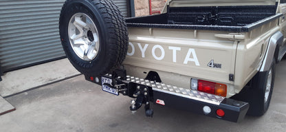 TOYOTA LANDCRUISER 70 SERIES PICK UP REAR BUMPER REPLACEMENT + 1 x LEFT SPARE WHEEL CARRIER ARM +TOWBAR - Bumper - Go-4LO